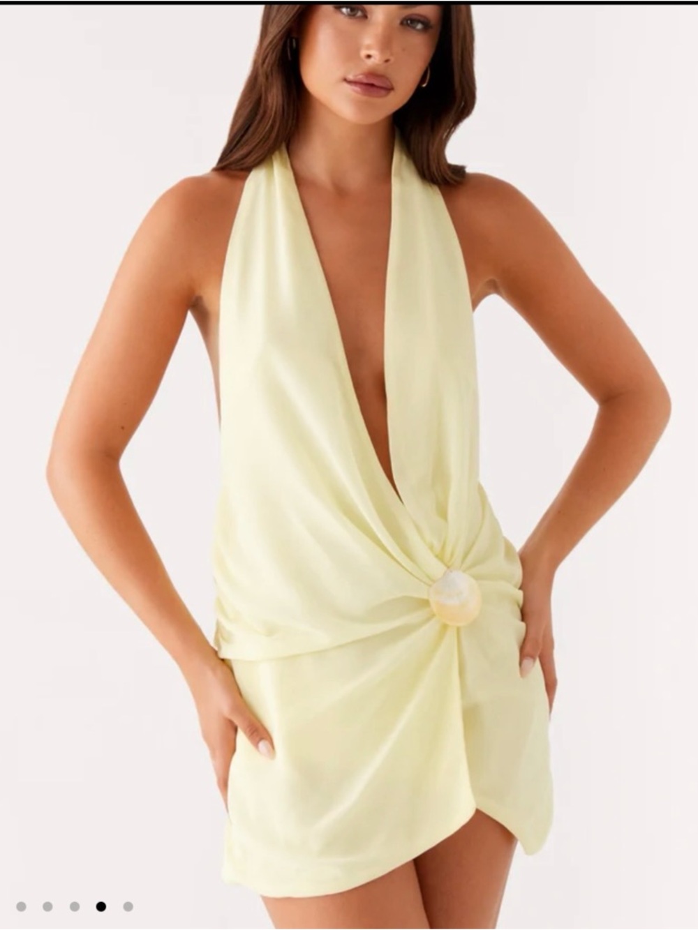 Peppermayo Halter Mini Dress with seashell detail - Butter Yellow